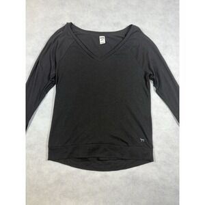 PINK Victoria's Secret Black V-Neck Long Sleeve Top Womens Size S/P